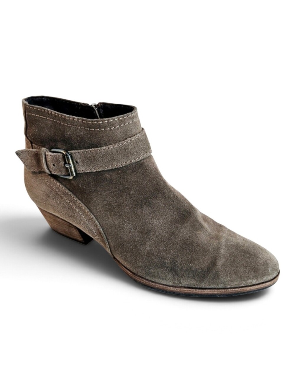 Aquatalia Booties 9 Fanny Weatherproof Suede Buckle Ankle Boots Brown